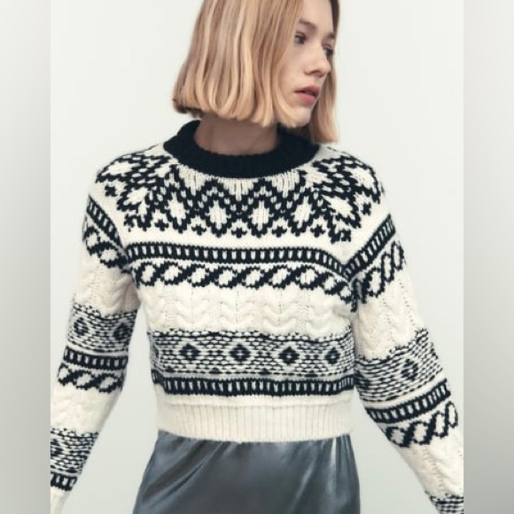 Zara Jacquard Knit Sweater (Girl 16Y / Women XS)